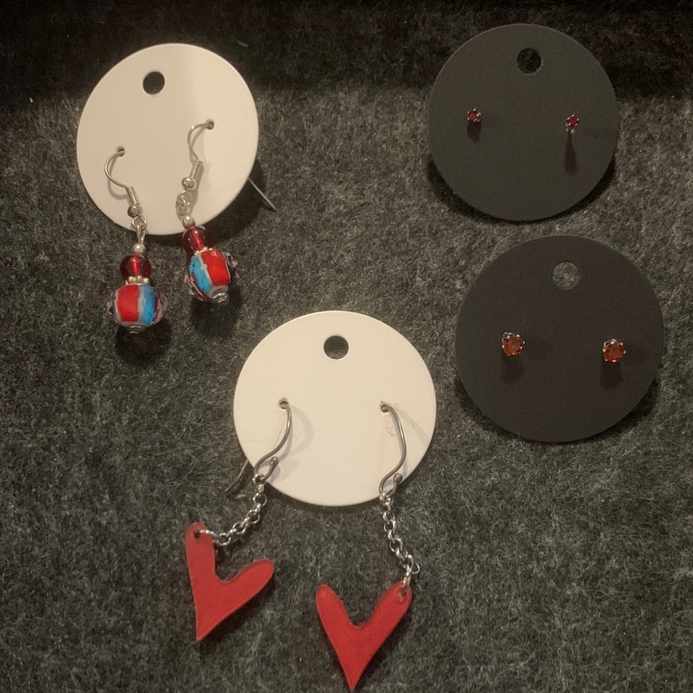 Red and Silver Earrings Bundle
